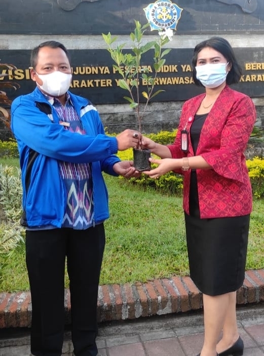  penyerahan bantuan tanaman/pohon jempiring oleh SMA N 3 Dps kepada Kelurahan Sumerta