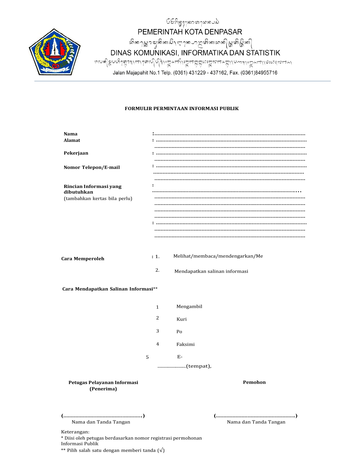  Informasi Publik disertai informasi waktu dan syarat