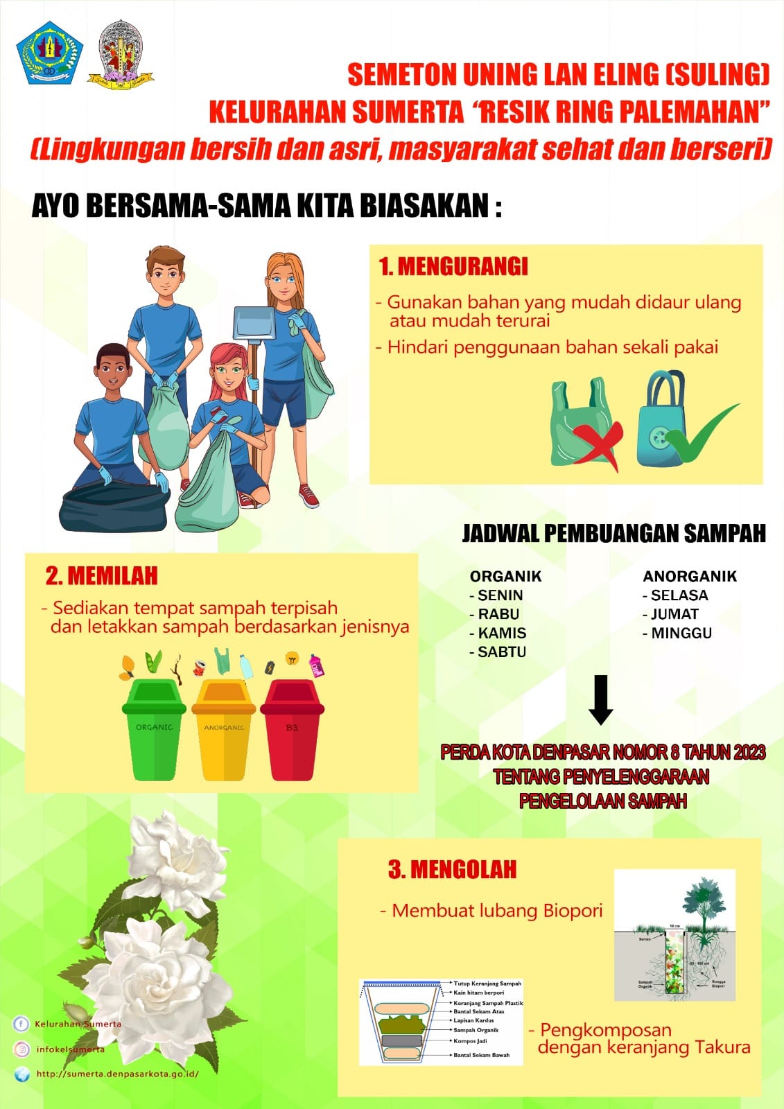 Ayo bersama-sama kita biasakan Mengurangi, Memilah dan Mengolah sampah secara mandiri di tingkat rum