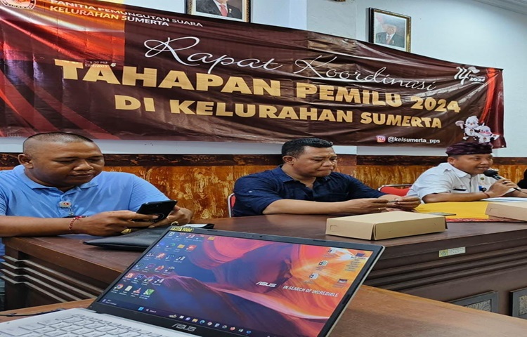  Rapat koordinasi pelaksanaan tahapan Pemilu tahun 2024 yang difasilitasi oleh PPS Kelurahan Sumerta