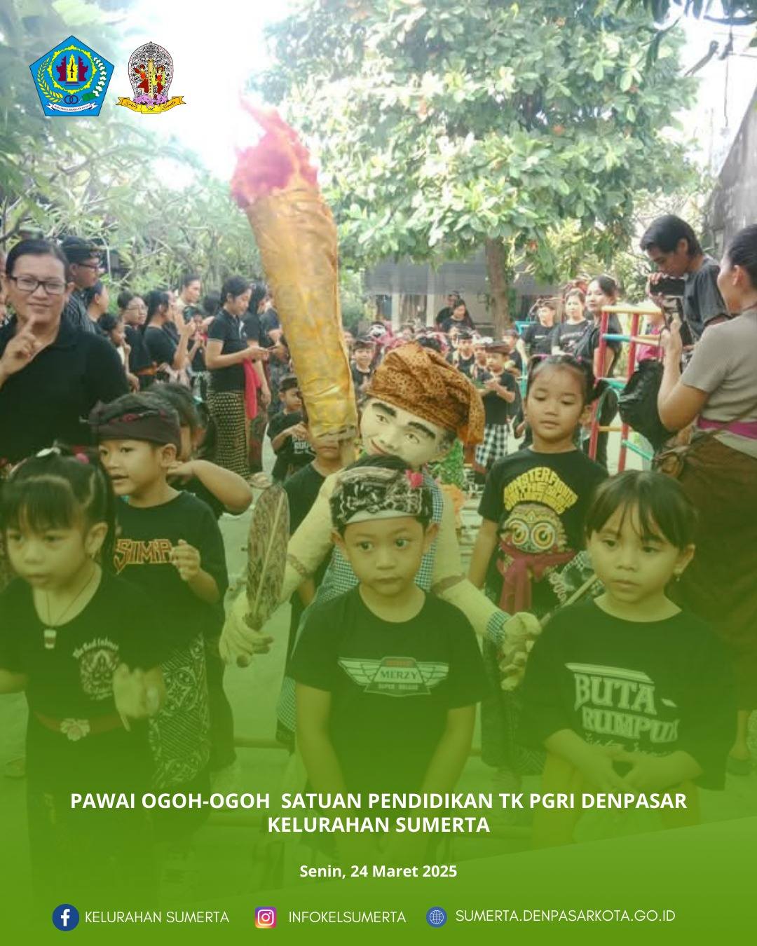Pawai ogoh-ogoh yang diselenggarakan oleh satuan pendidikan TK PGRI Denpasar dalam upaya mendukung p