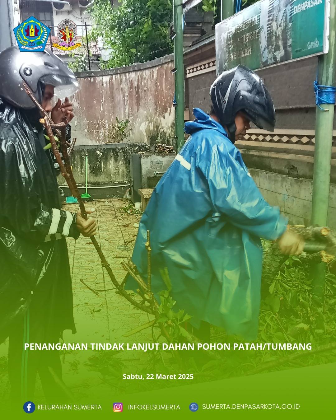 Penanganan beberapa dahan pohon patah/tumbang menghalangi akses pengguna jalan di ruas Jl. Katrangan