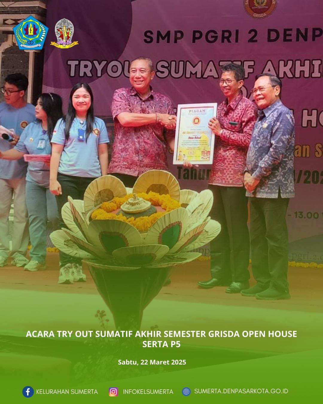 Acara Try Out Sumatif Akhir Semester Grisda Open House serta P5 yg dimonitor langsung oleh Lurah Sum