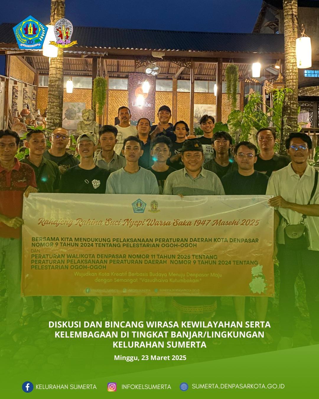 Diskusi dan bincang wirasa kewilayahan serta kelembagaan di tingkat banjar/lingkungan berkaitan deng