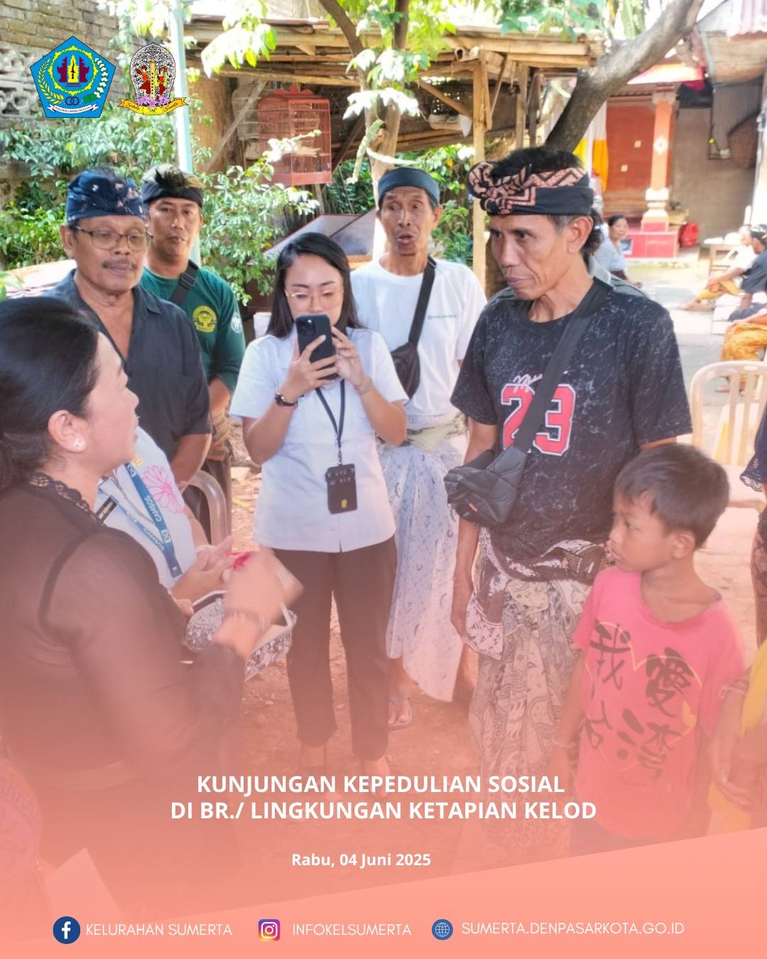 Kunjungan Kepedulian sosial ke rumah tempat tinggal warga (Alm) Nyoman Muliani  di Br./Lingkungan Ke