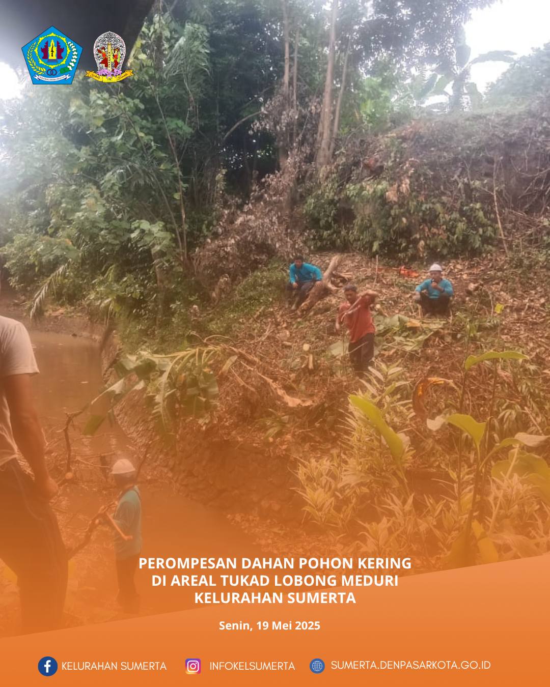  Pendampingan dan monitoring giat perompesan dahan pohon di areal Tukad Lobong Meduri oleh Kepala Li