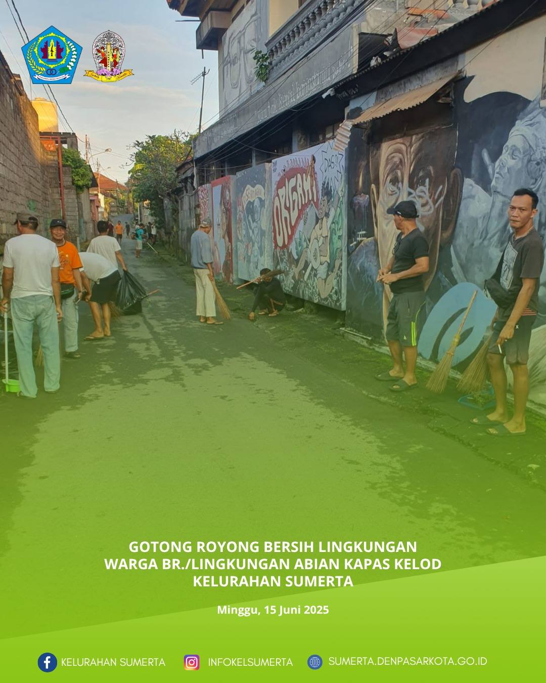 Pelaksanaan gotong royong bersih lingkungan bersama warga Br./Lingkungan Abian Kapas Kelod di wilaya