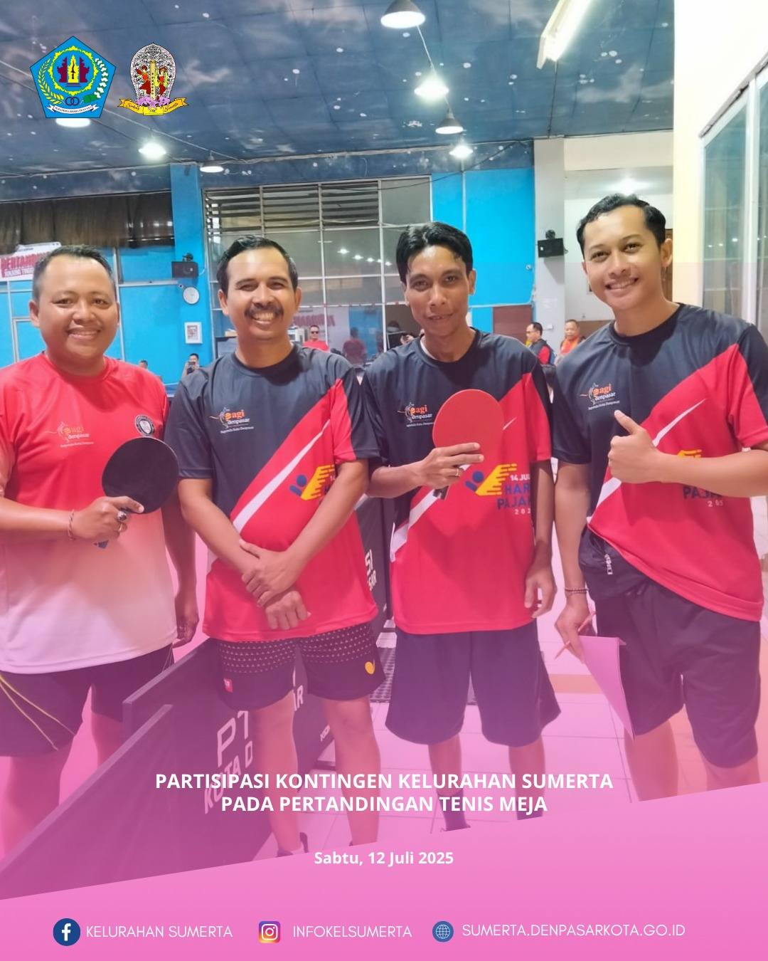 Partisipasi kontingen Kelurahan Sumerta dari unsur aparatur dan perangkat (kaling) beserta pemain pe