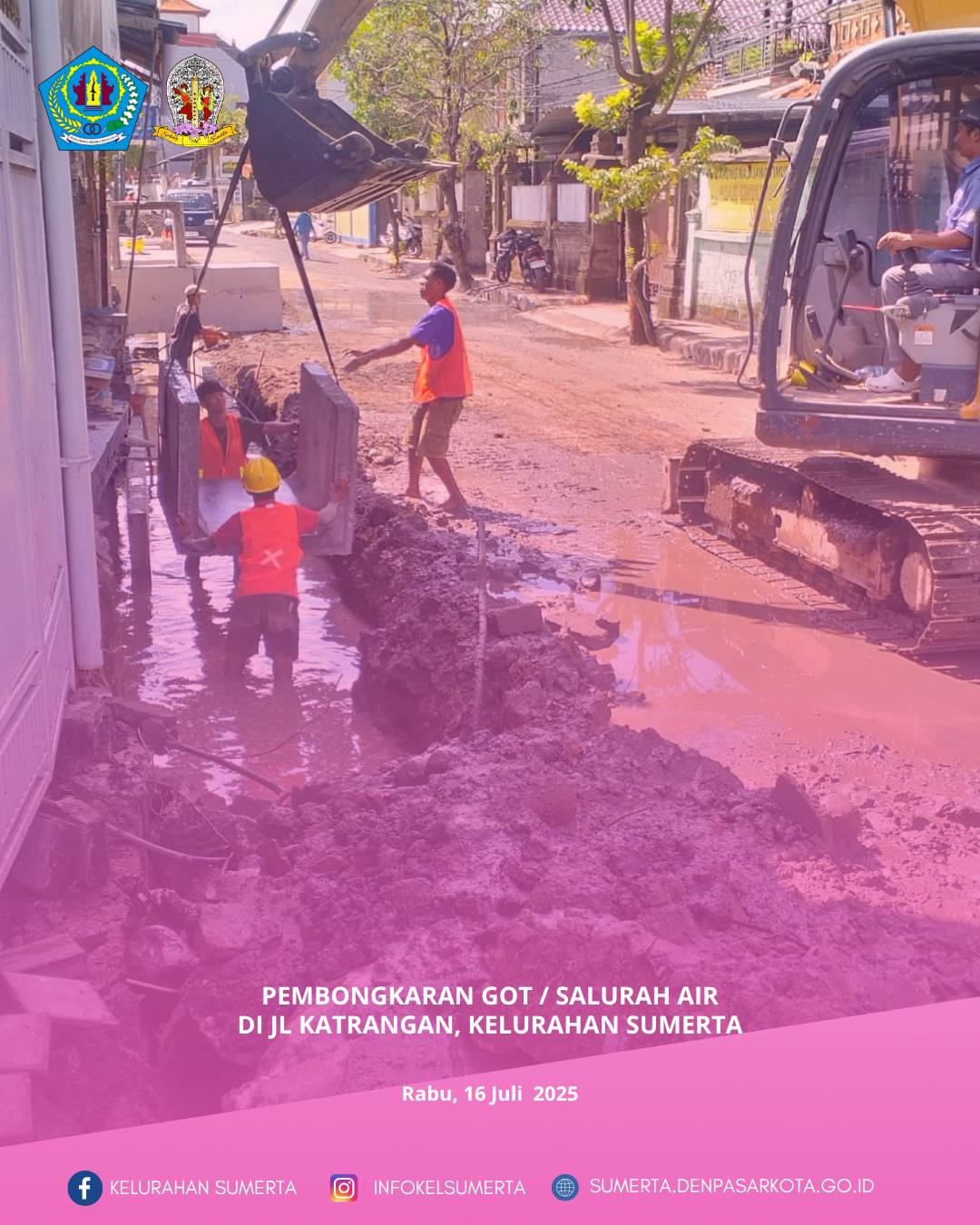 Pendampingan dan monitoring giat pembongkaran/penataan got/saluran air terkait pelaksanaan pekerjaan