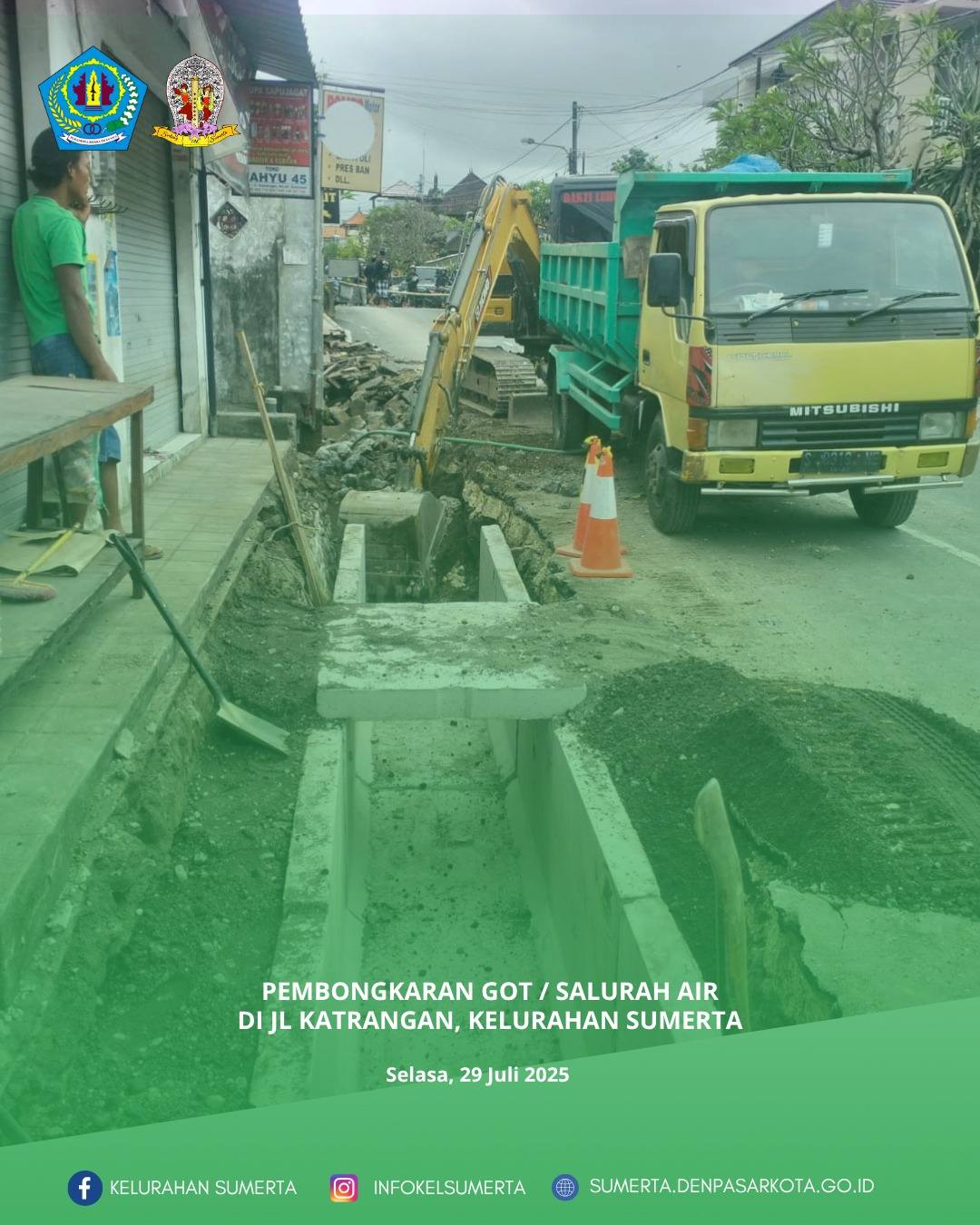 Pendampingan dan monitoring giat pembongkaran/penataan got/saluran air terkait pelaksanaan pekerjaan