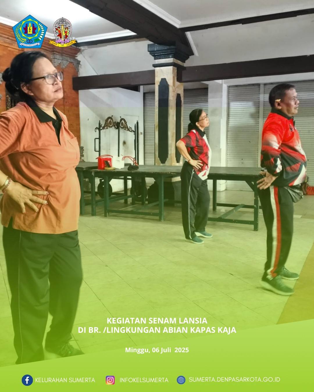 Senam lansia secara berkala maupun berkelanjutan di banjar/lingkungan Abian Kapas Kaja