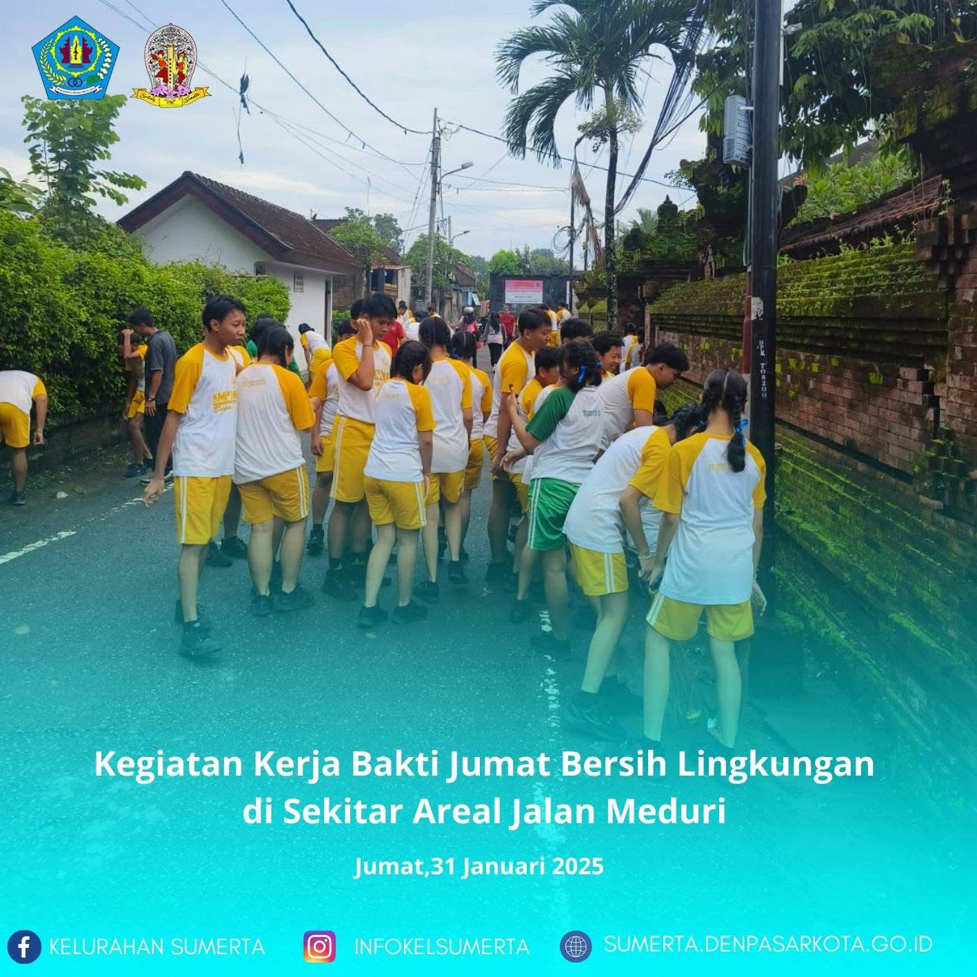 Resik ring palemahan, bersih bersih di lingkungan jalan meduri bersama KKN UNDIKNAS, KKN SUMERTA, SM