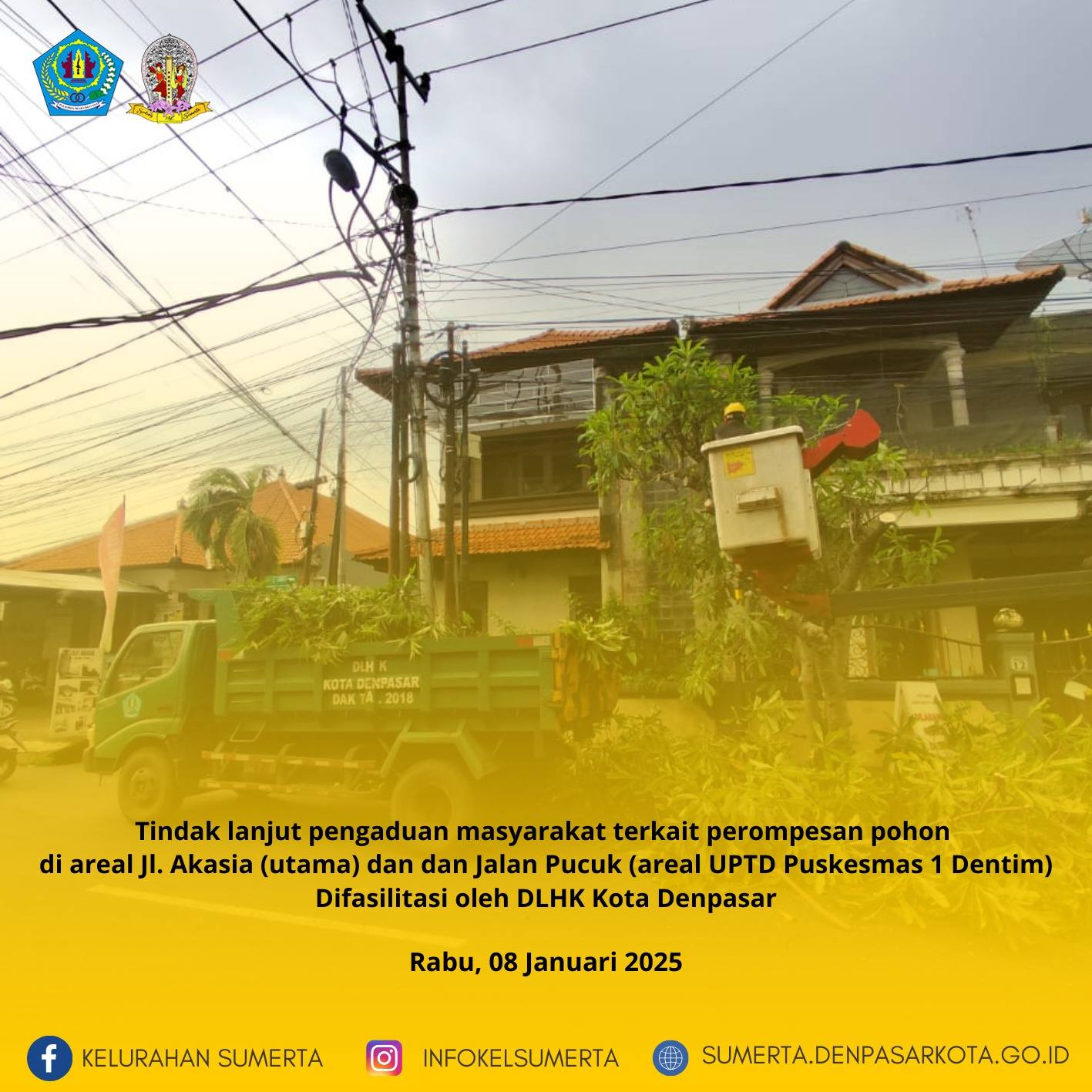  Pendampingan giat perompesan pohon yang difasilitasi dari DLHK Denpasar di areal Jl. Akasia (utama)