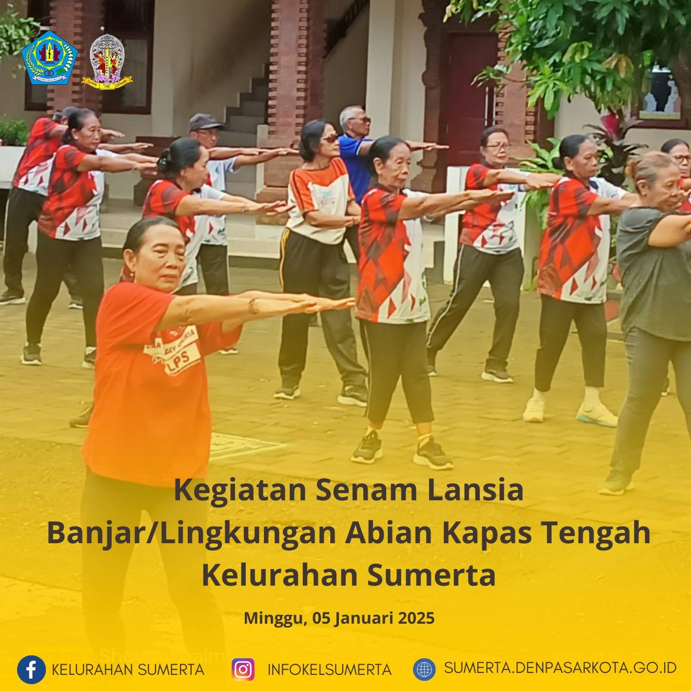 Senam lansia secara berkala maupun berkelanjutan di banjar/lingkungan Abian Kapas Tengah, Kelurahan 