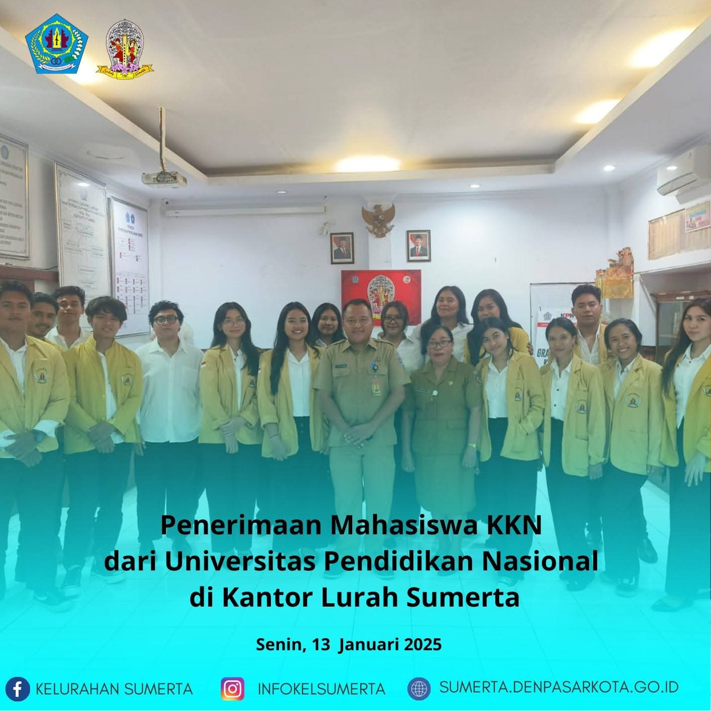 Penerimaan mahasiswa KKN dari Undiknas Denpasar sebanyak 20 orang, yang diterima langsung oleh Lurah