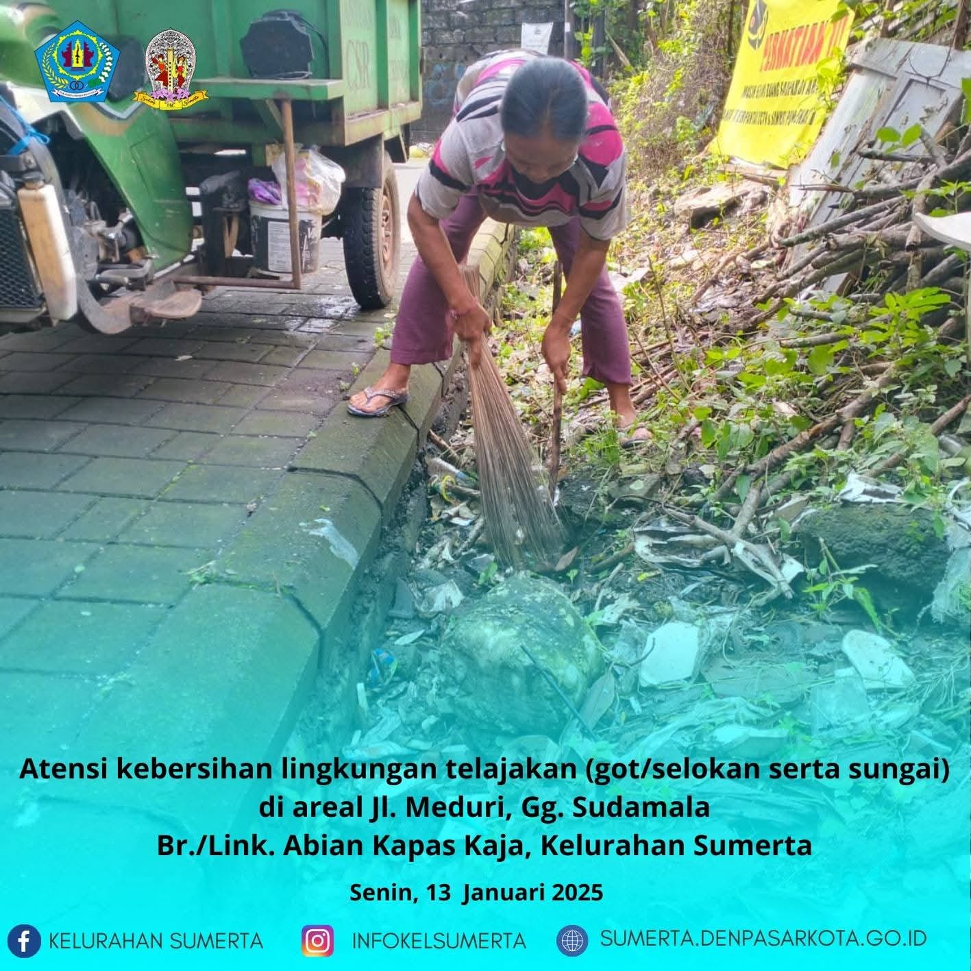 Atensi kebersihan lingkungan (telajakan dan got) di areal sekitar Jl. Meduri, Gang Sudamala, Lingkun