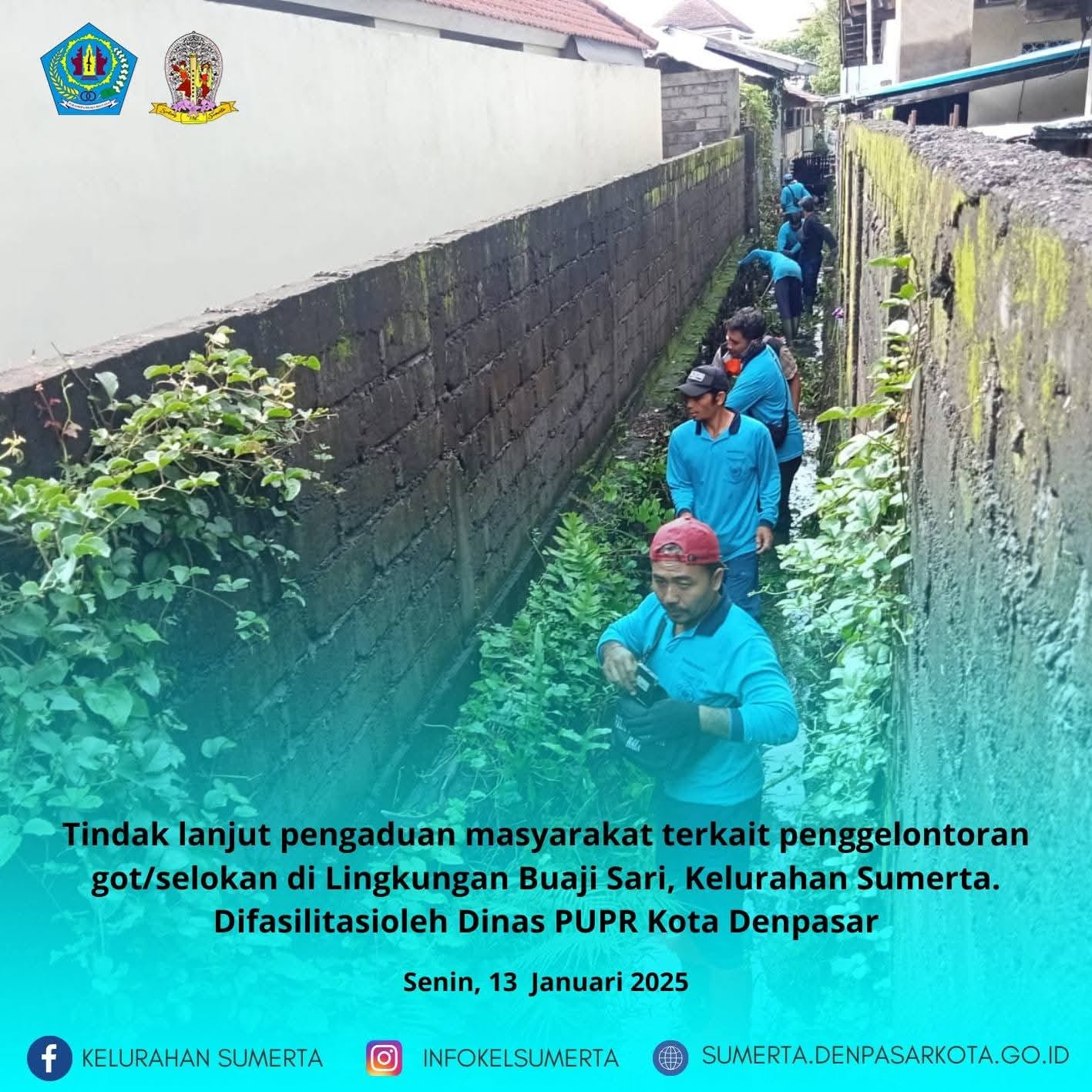 Tindak lanjut pengaduan masyarakat terkait penggelontoran got/selokan karena luapan air akibat hujan