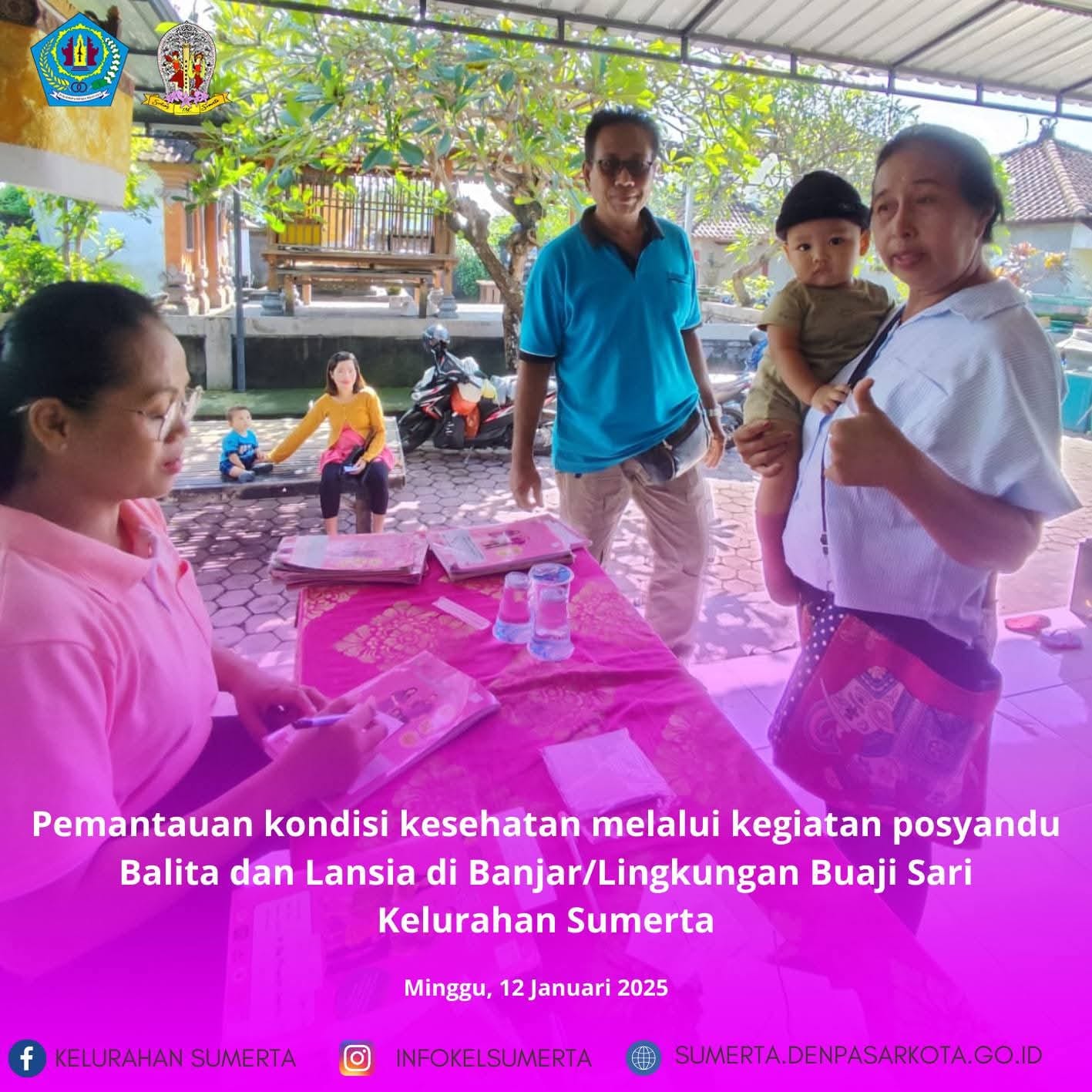 Pemantauan kondisi kesehatan melalui kegiatan posyandu balita dan lansia di Banjar/Lingkungan Buaji 