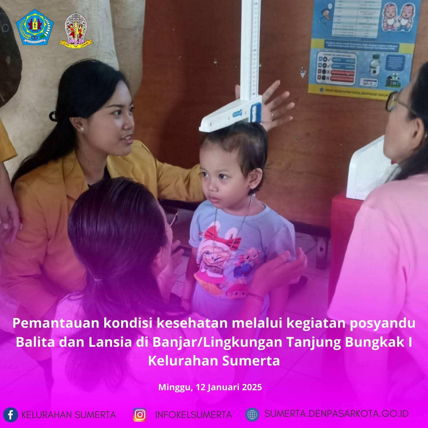 Pemantauan kondisi kesehatan melalui kegiatan posyandu balita dan lansia di Banjar/Lingkungan Tanjun