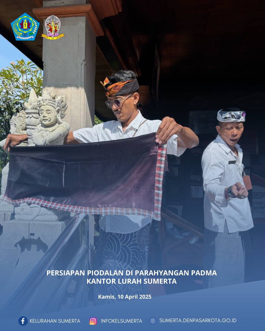 Persiapan Piodalan/Pujawali di Parahyangan Padma Kantor Lurah Sumerta pada Purnama Kedasa yg diatens