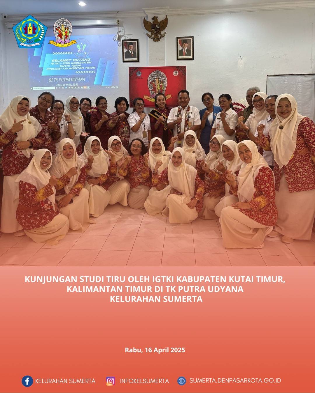 Kunjungan Strudi Tiru dari IGTKI Kabupaten Kutai Timur, Kalimantan Timur di TK Putra Udyana, Kelurah