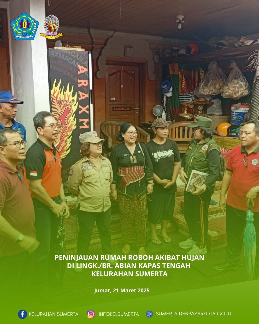 Peninjauan dari Kadis Sosial Dps, Kalaksa BPBD Kota Denpasar dan aparatur, Kadis Kebakaran, Camat De