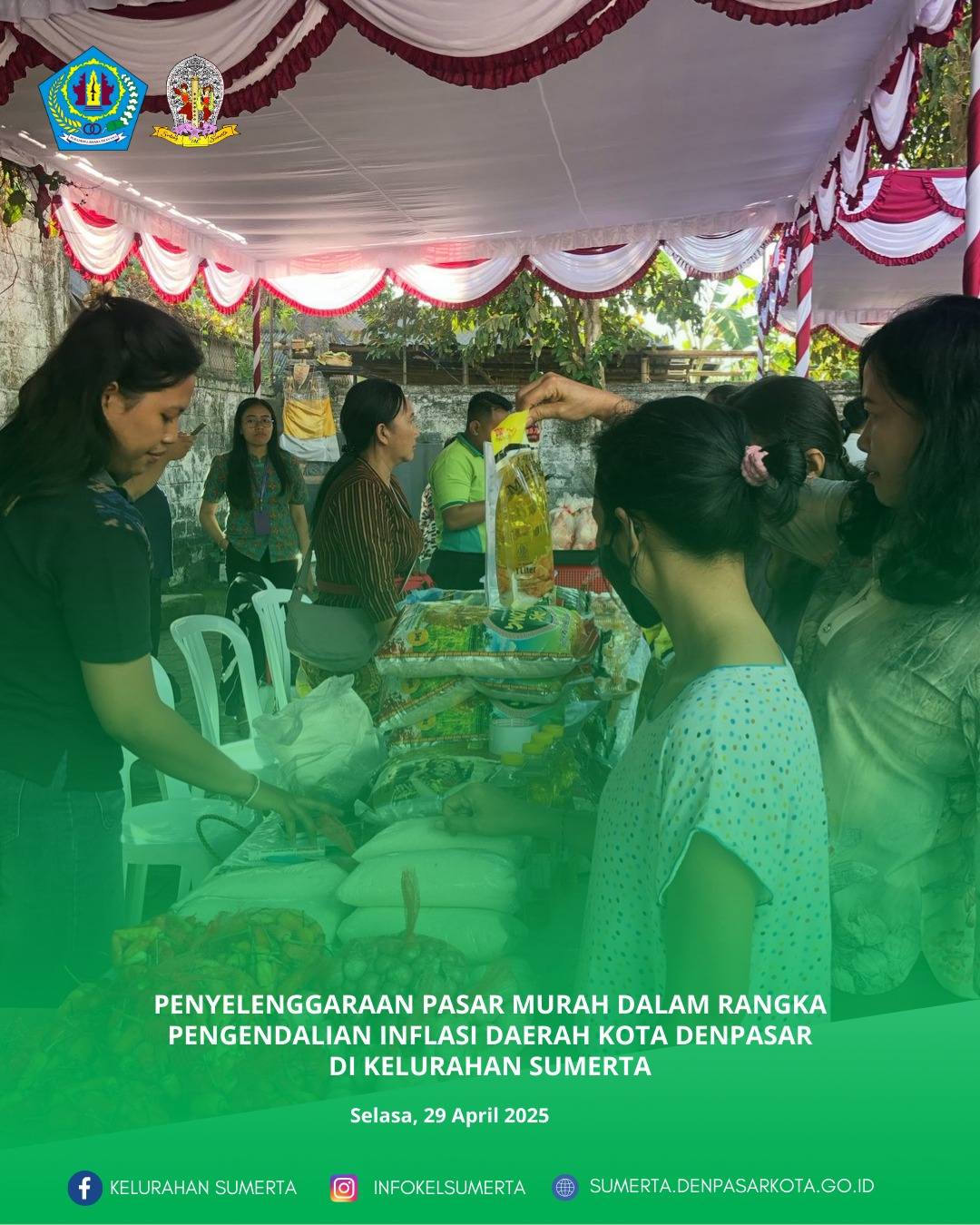 Kegiatan Pasar murah Kelurahan Sumerta (hari 1) dalam rangka pengendalian inflasi berkaitan dengan r