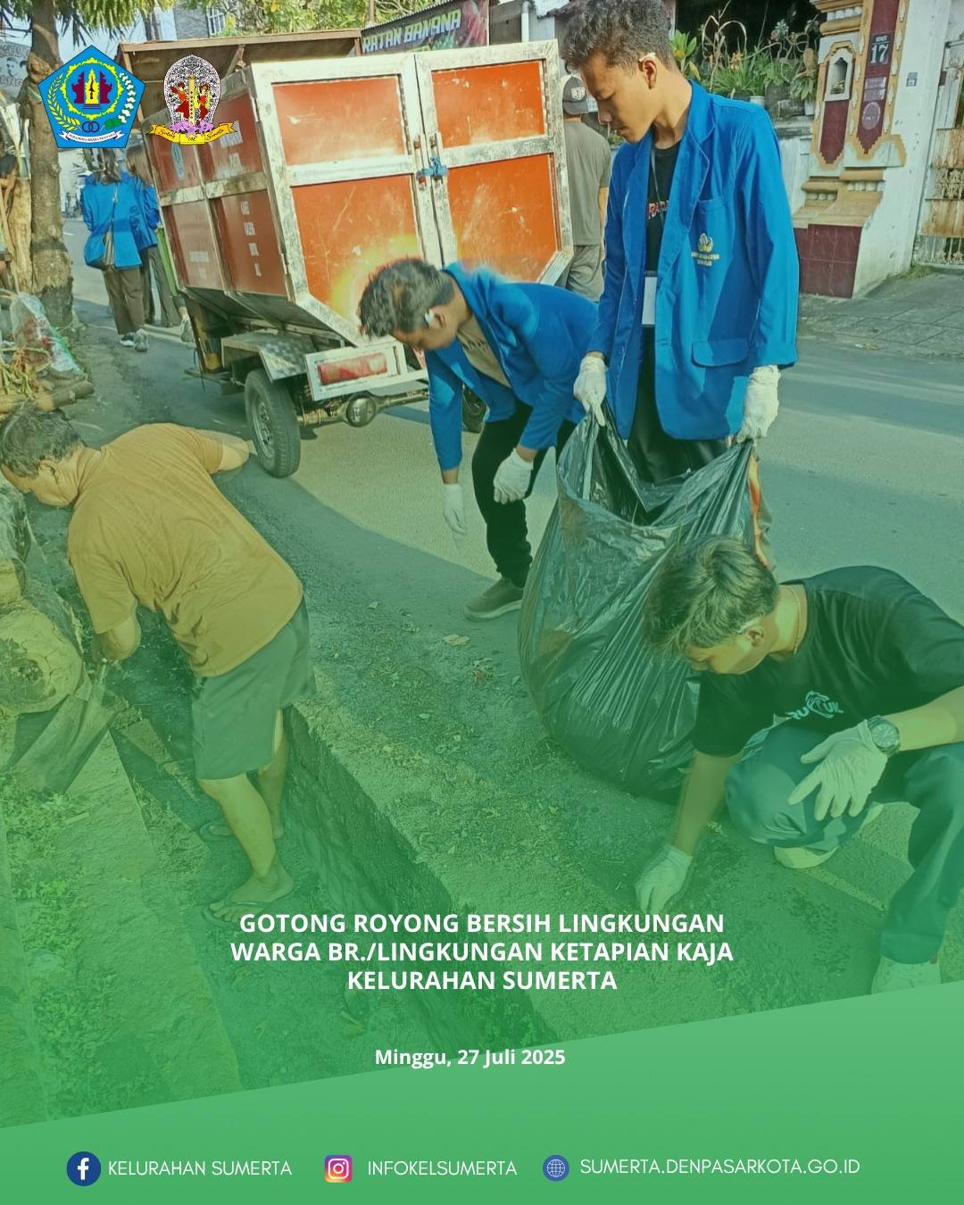 Pelaksanaan gotong royong bersih lingkungan bersama warga Br./Lingkungan Ketapian Kaja